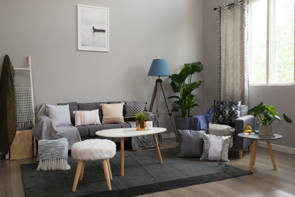 Home textiles: cushions, throws and rugs in the Telia showroom